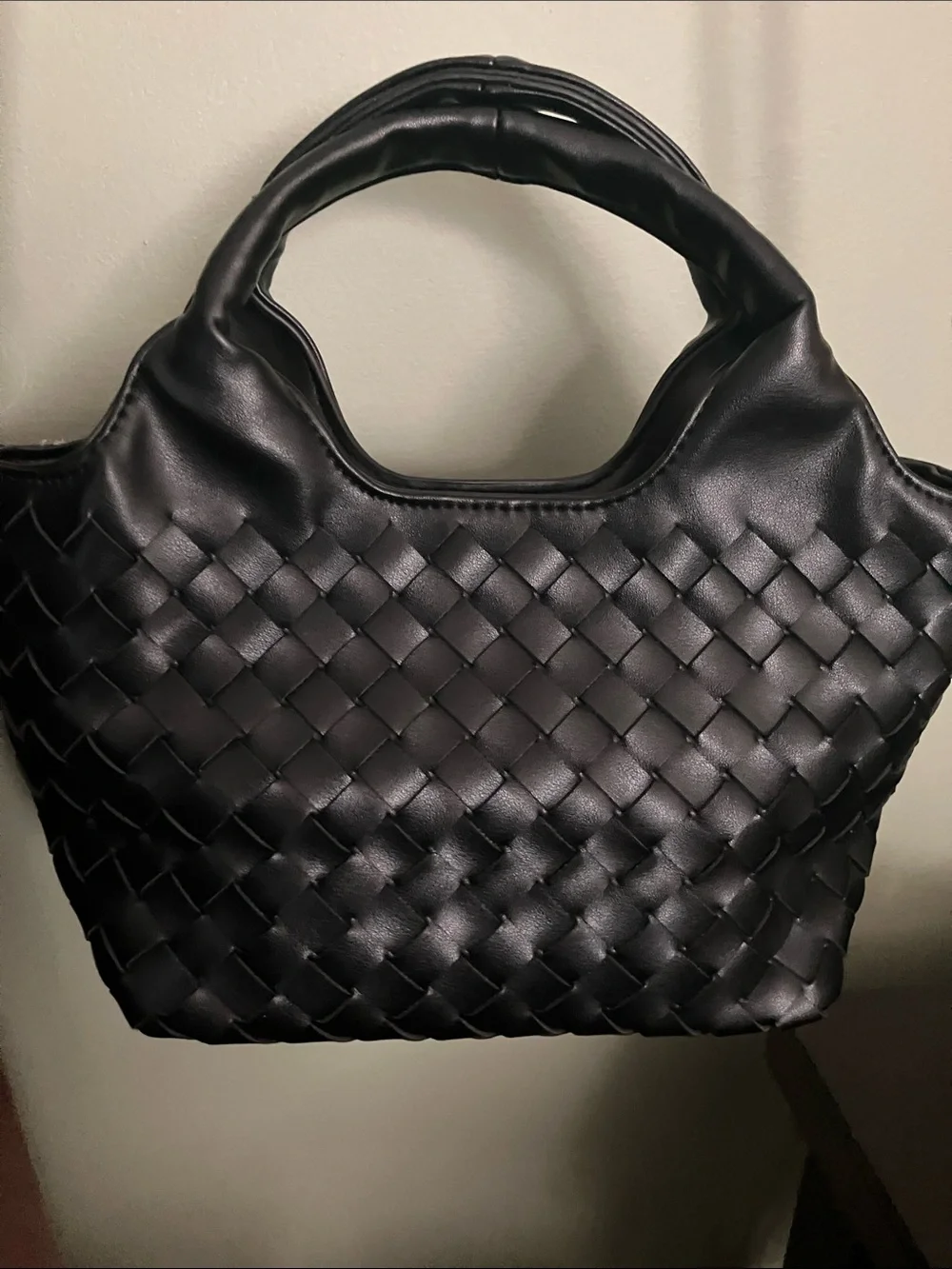 Urban Expressions Black Woven Crossbody Bag with Top Handles